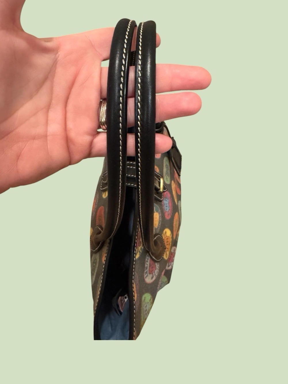 Dooney & Bourke Multicolor DB Medallion Coated Canvas Tote Shoulder Bag - Picture 4 of 16